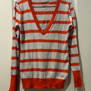 Aeropostale stretch deep V-Neck pullover stripe Aero sweater long sleeve size XL